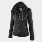 Amarelle | Modischi Lederjacke mit Huet