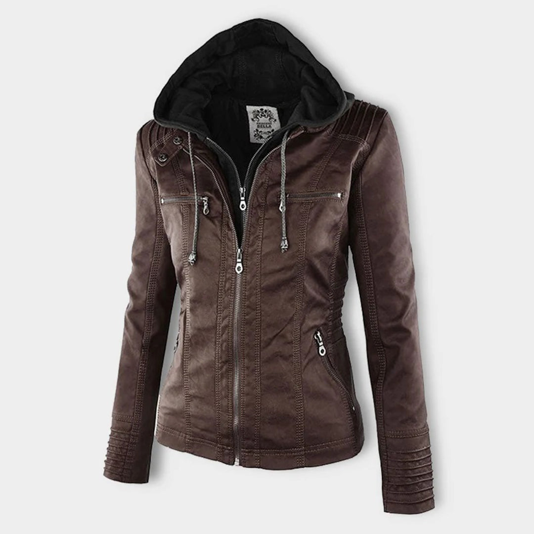 Amarelle | Modischi Lederjacke mit Huet