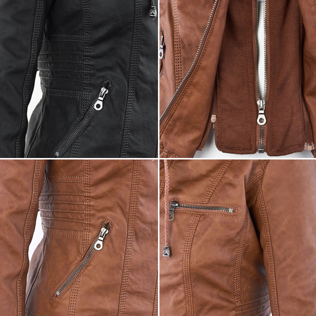 Amarelle | Modischi Lederjacke mit Huet