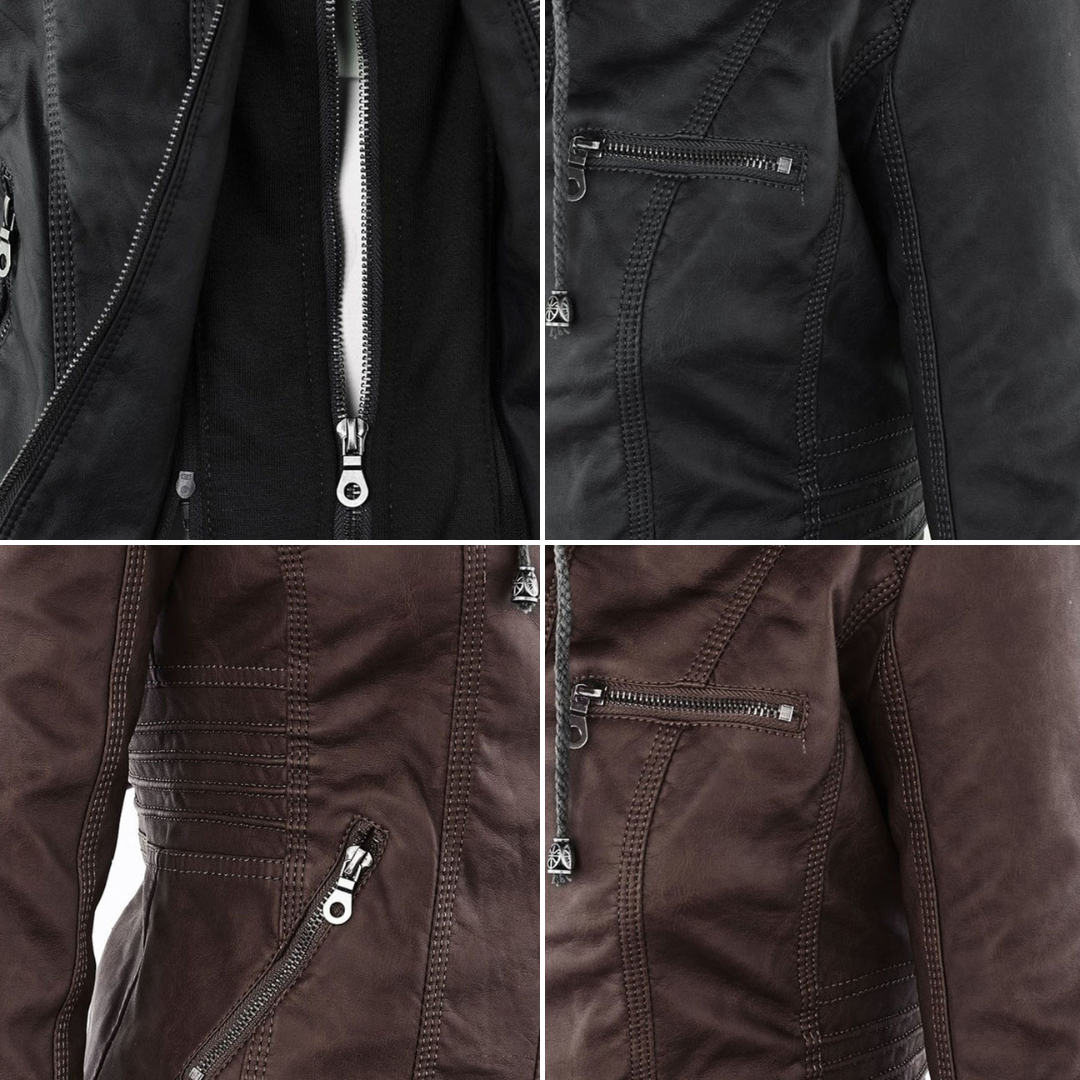 Amarelle | Modischi Lederjacke mit Huet