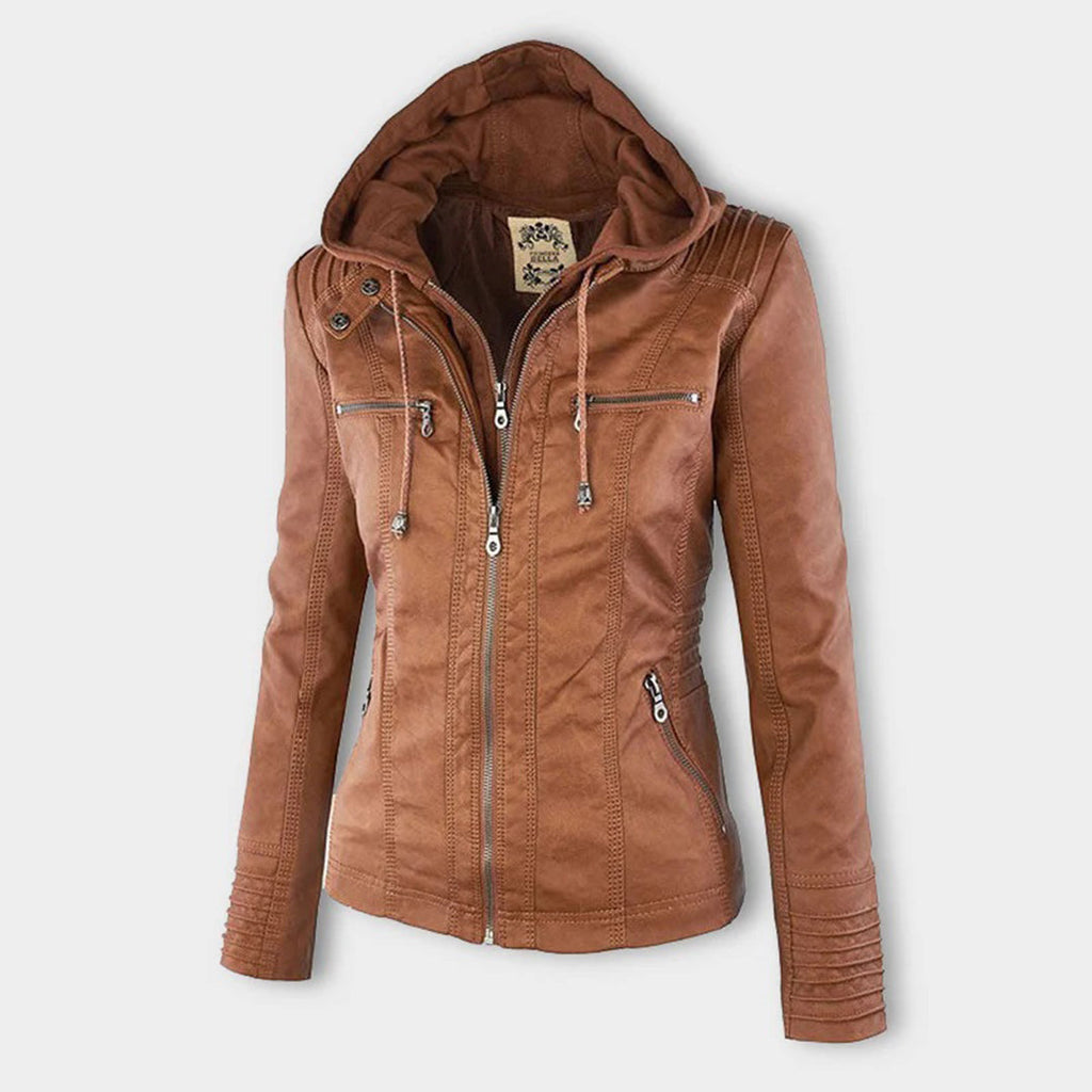 Amarelle | Modischi Lederjacke mit Huet