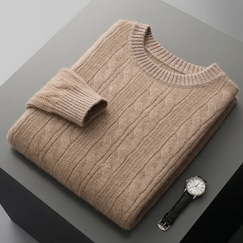 Ferro | Luxus Merino Kabelstrick-Pullover für Männer