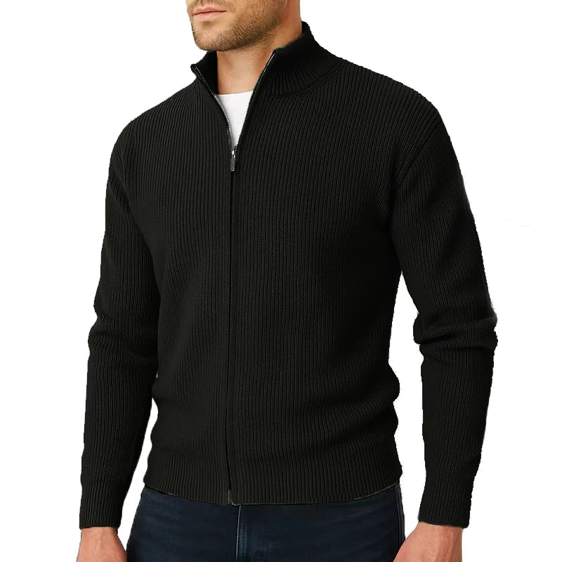 Apex | Luxuriöser Vollzipper-Rippstrick-Cardigan für Männer