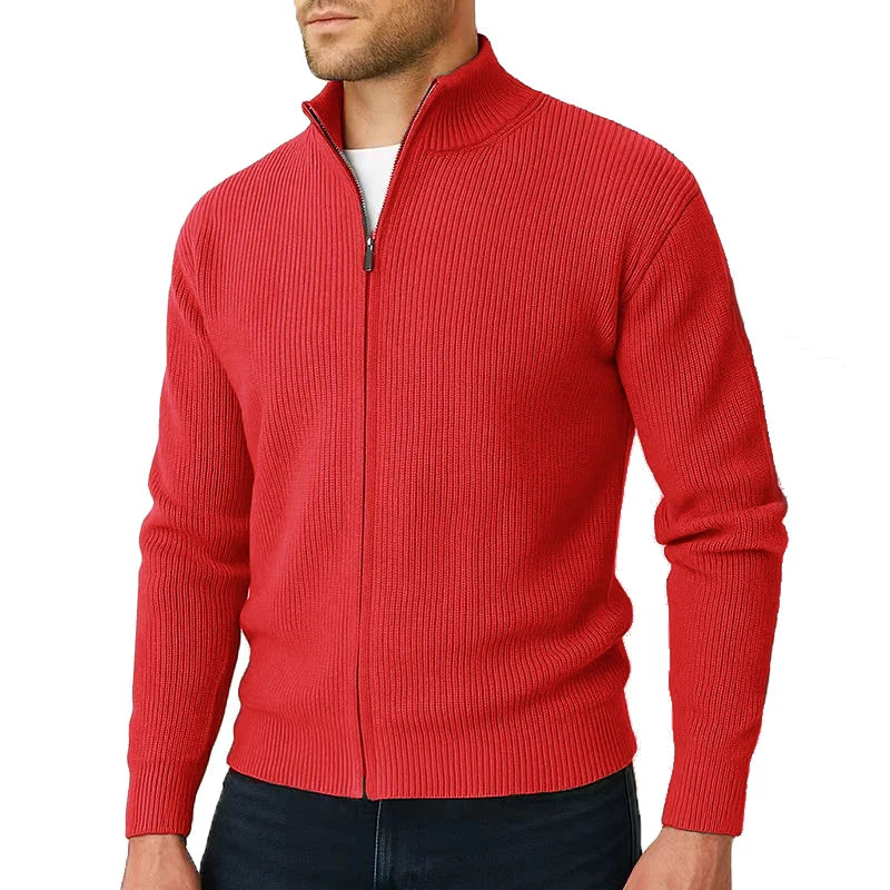 Apex | Luxuriöser Vollzipper-Rippstrick-Cardigan für Männer