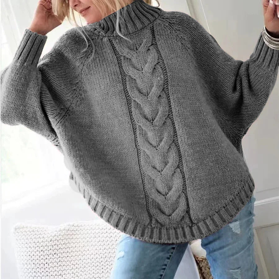 Lumina | Kaschmir Zopfstrick Poncho Pullover