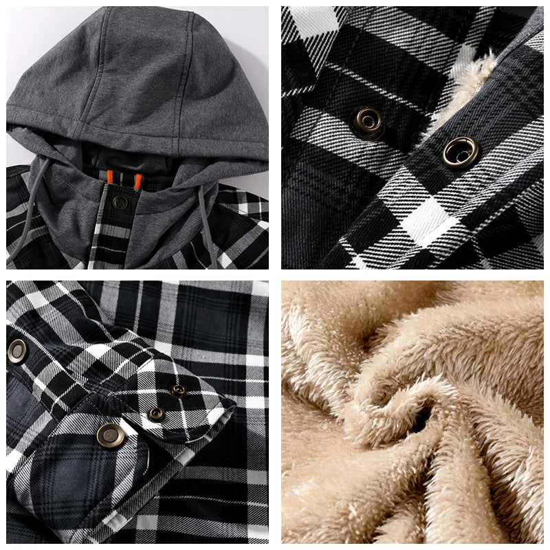 Kingswell™ | Karierte Fleece-Lined Kapuzenhemdjacke für Männer