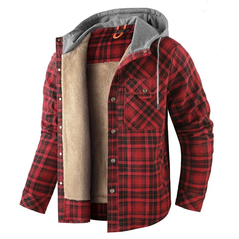 Kingswell™ | Karierte Fleece-Lined Kapuzenhemdjacke für Männer