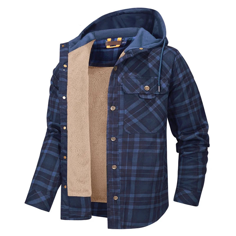 Kingswell™ | Karierte Fleece-Lined Kapuzenhemdjacke für Männer
