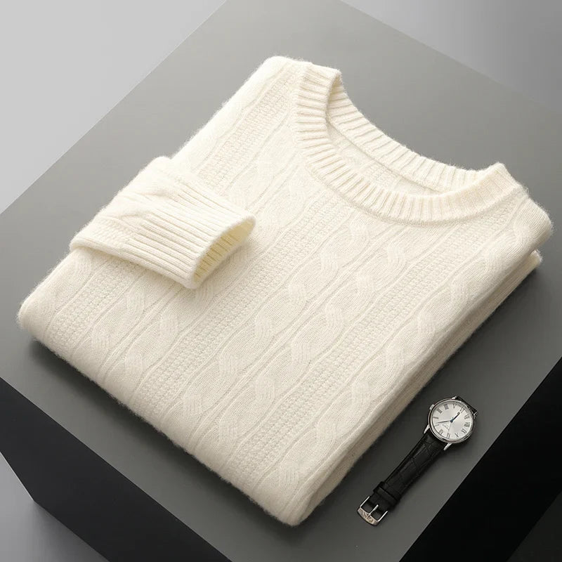 Ferro | Luxus Merino Kabelstrick-Pullover für Männer