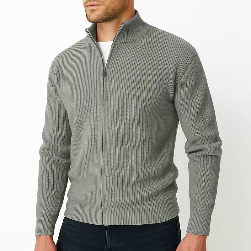 Apex | Luxuriöser Vollzipper-Rippstrick-Cardigan für Männer