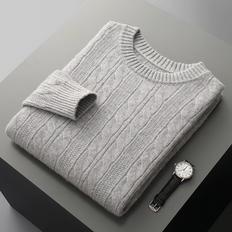 Ferro | Luxus Merino Kabelstrick-Pullover für Männer