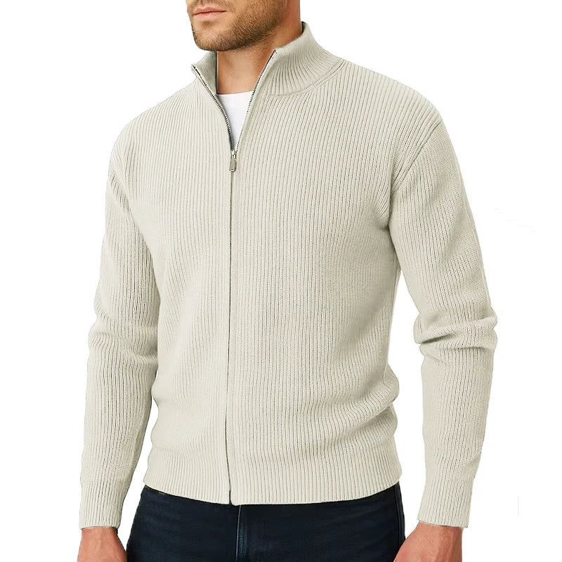 Apex | Luxuriöser Vollzipper-Rippstrick-Cardigan für Männer