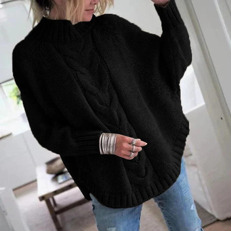Lumina | Kaschmir Zopfstrick Poncho Pullover
