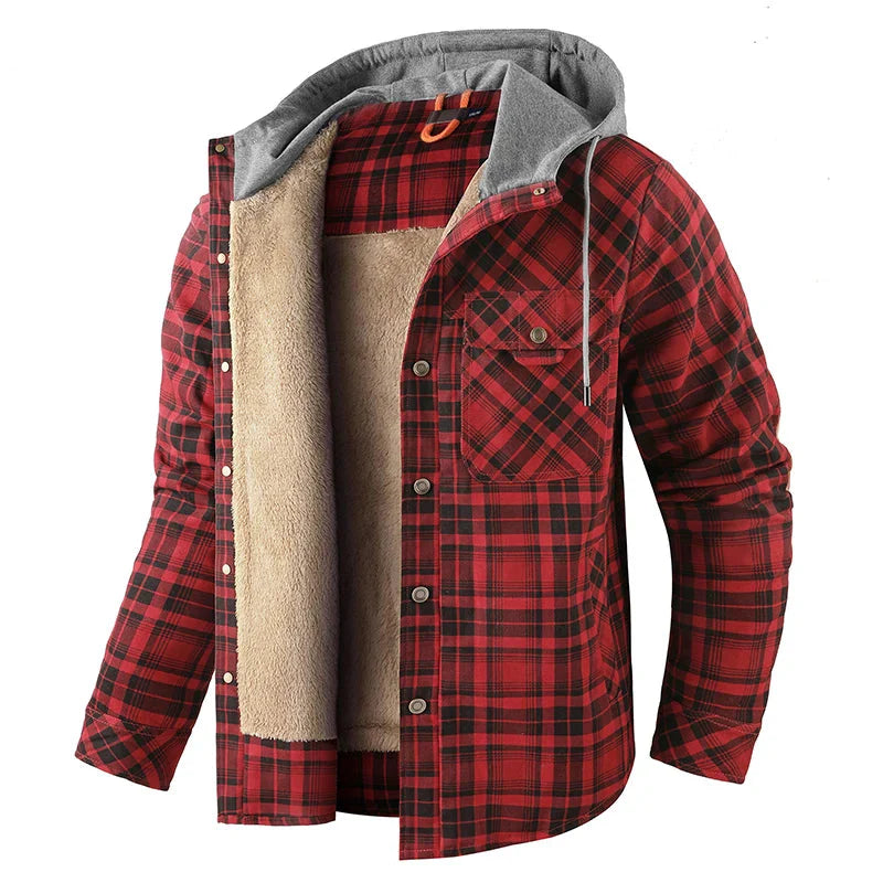 Kingswell™ | Karierte Fleece-Lined Kapuzenhemdjacke für Männer
