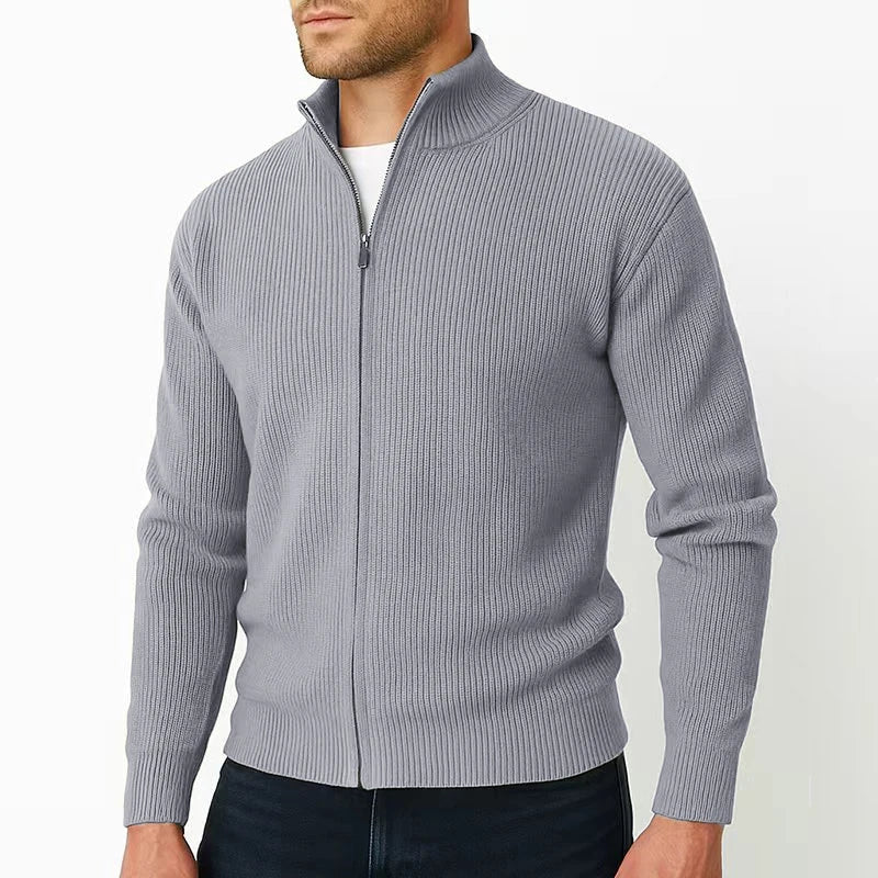 Apex | Luxuriöser Vollzipper-Rippstrick-Cardigan für Männer