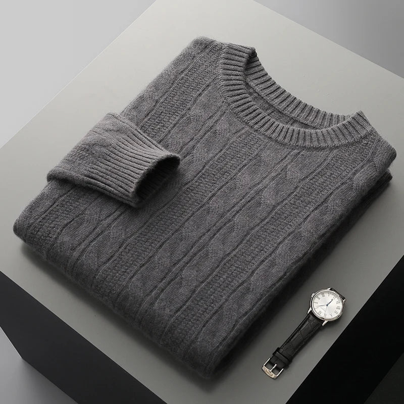 Ferro | Luxus Merino Kabelstrick-Pullover für Männer