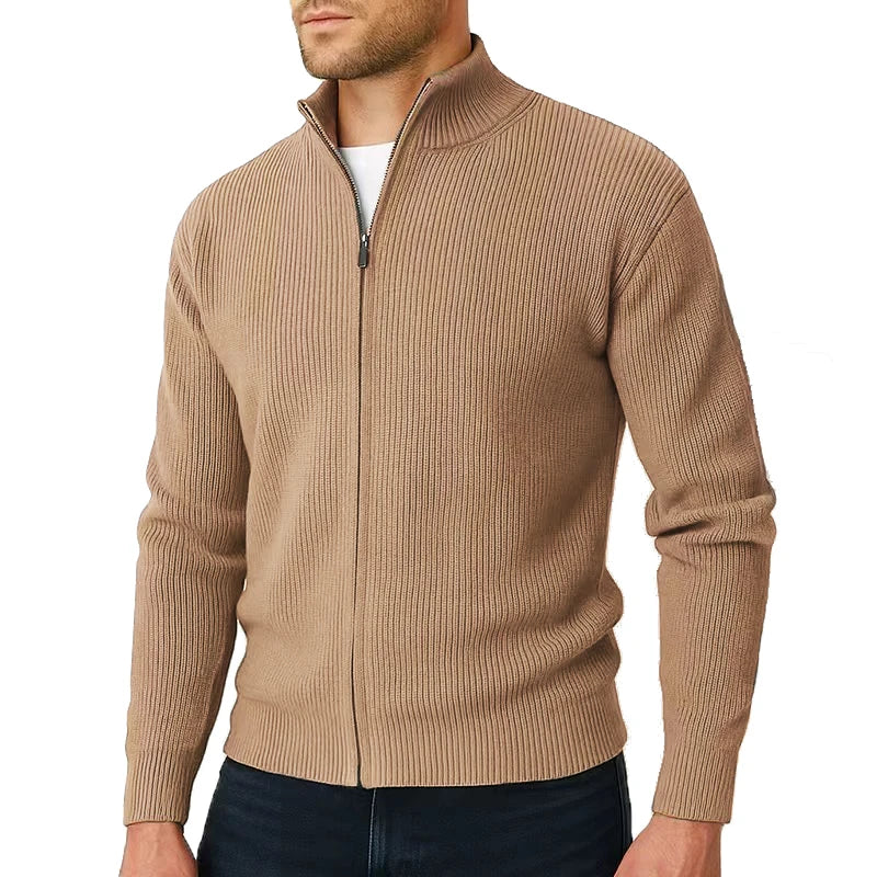 Apex | Luxuriöser Vollzipper-Rippstrick-Cardigan für Männer