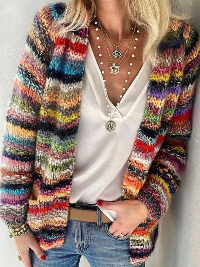 Amelia - Frauen Multicolor Streifen Cardigan